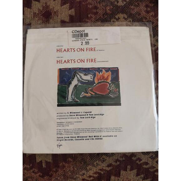 Steve Winwood - hearts on fire - vinyl 45 M/M new - Picture 2 of 2